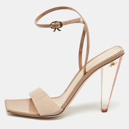 Gianvito Rossi: Бежевые сандалии  Ribbon