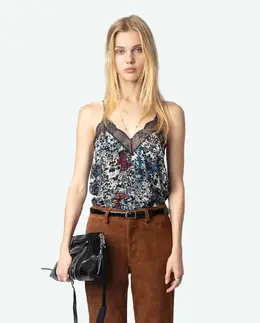 Zadig & Voltaire: Топ  Christy с принтом