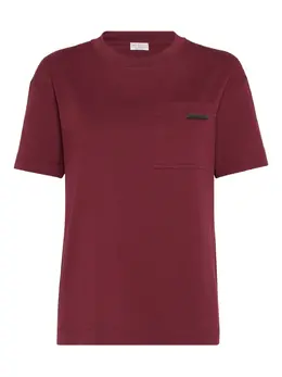Brunello Cucinelli: Бордовая футболка  Monili