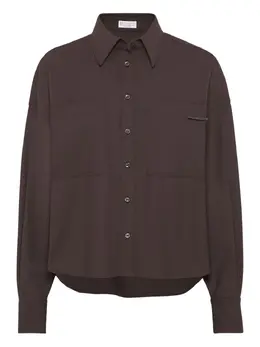 Brunello Cucinelli: Коричневая рубашка  Monili