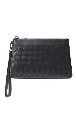 Bottega Veneta: Серый клатч 