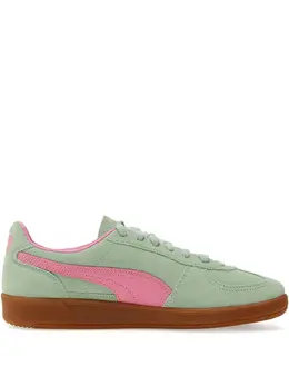 PUMA: Зелёные кроссовки  Suede