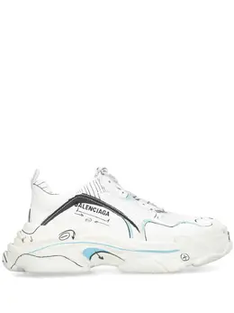Balenciaga: Белые кроссовки  Triple S