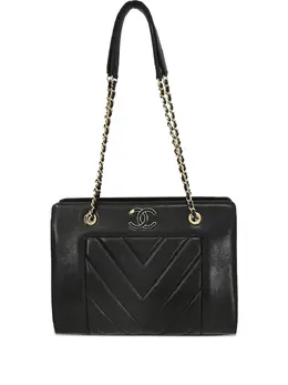 CHANEL Pre-Owned: Чёрная сумка-шоппер 