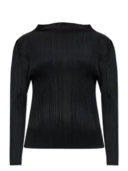 Pleats Please Issey Miyake: Чёрная футболка 