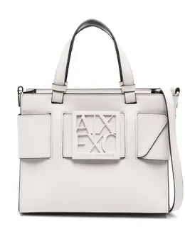 Armani Exchange: Белая сумка-шоппер 