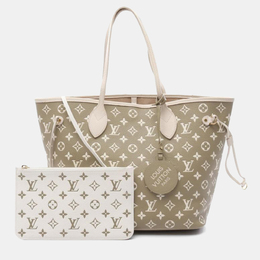Louis Vuitton: Сумка-шоппер  Neverfull MM цвета хаки