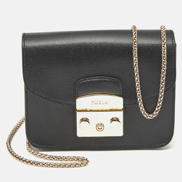 Furla: Чёрная сумка через плечо  Metropolis Mini