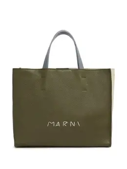 Marni: Зелёная сумка-шоппер  Museo