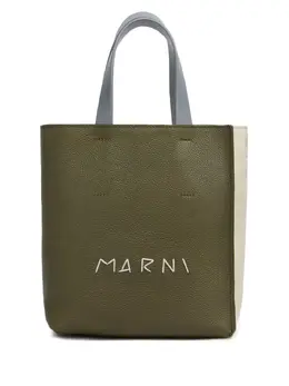 Marni: Зелёная сумка-шоппер 