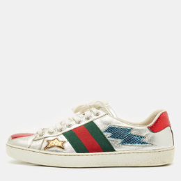 Gucci: Серебристые кроссовки  Ace