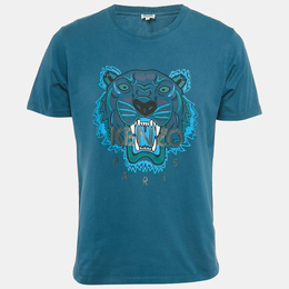 Kenzo: Голубая футболка  Tiger