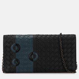 Bottega Veneta: Чёрный кошелёк  Intrecciato