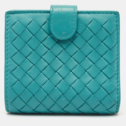Bottega Veneta: Голубой кошелёк  Intrecciato