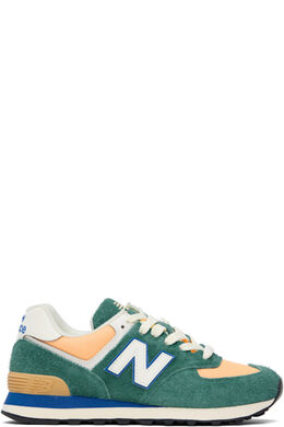 New Balance: Зелёные кроссовки  574