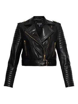 Balmain: Кожаная куртка 