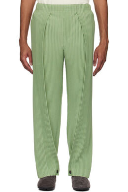 Homme Plissé Issey Miyake: Зелёные брюки 