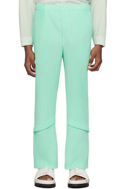 Homme Plissé Issey Miyake: Зелёные брюки 