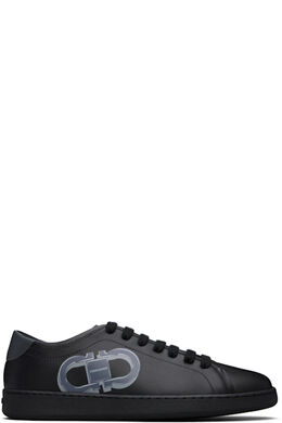 Ferragamo: Чёрные кеды  Double Gancini
