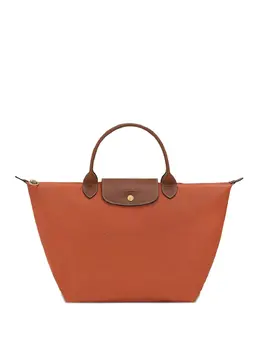 Longchamp: Оранжевая сумка-шоппер  Le Pliage