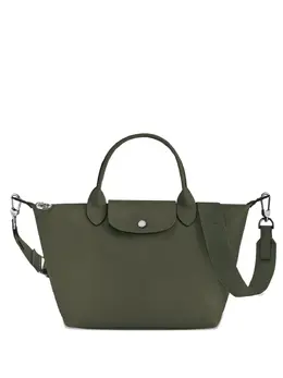 Longchamp: Зелёная сумка-шоппер  Le Pliage