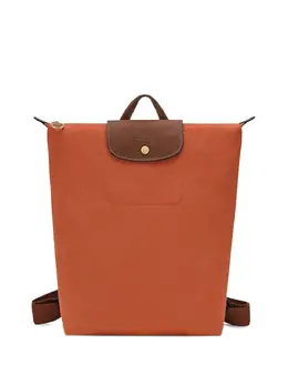 Longchamp: Оранжевый рюкзак  Le Pliage