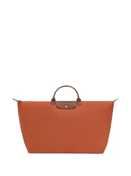 Longchamp: Оранжевая сумка-шоппер  Le Pliage