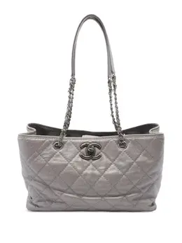CHANEL Pre-Owned: Серебристая сумка-шоппер 