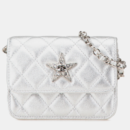 Chanel: Серебристая поясная сумка 