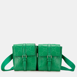 Gucci: Зелёная поясная сумка  GG