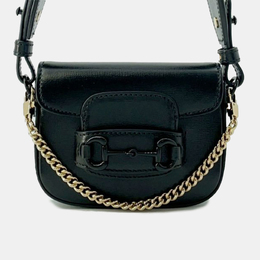 Gucci: Чёрная сумка  Horsebit 1955