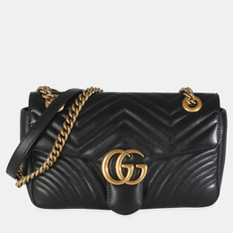 Gucci: Чёрная сумка  GG Marmont