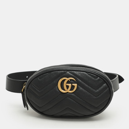 Gucci: Чёрная поясная сумка  GG Marmont