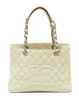 CHANEL Pre-Owned: Серебристая сумка-шоппер 
