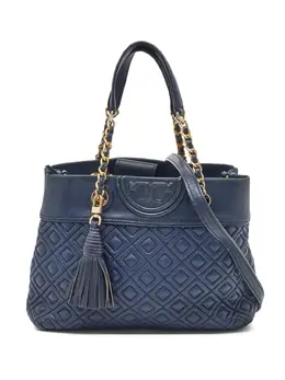 Tory Burch: Синяя сумка-шоппер 
