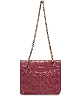 Tory Burch: Бордовая сумка  Fleming