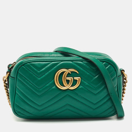 Gucci: Зелёная сумка  GG Marmont