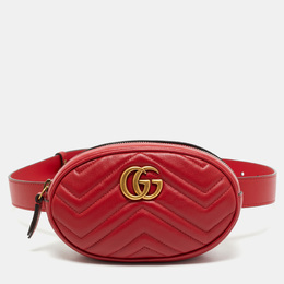 Gucci: Красная поясная сумка  GG Marmont
