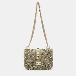 Valentino: Зелёная сумка  Rockstud