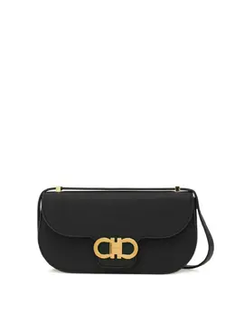 Ferragamo: Чёрная сумка через плечо  Double Gancini