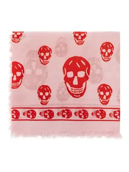 Alexander McQueen: Шарф  Skull с принтом