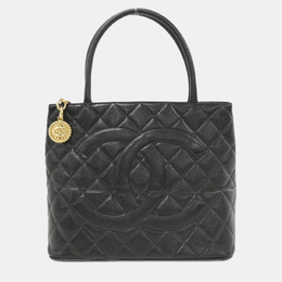 Chanel: Чёрная сумка-шоппер 