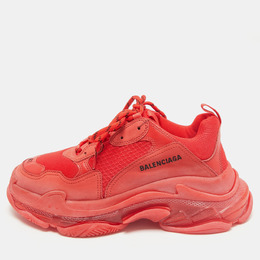 Balenciaga: Красные кроссовки  Triple S Clear Sole
