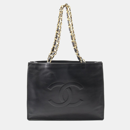 Chanel: Чёрная сумка-шоппер 