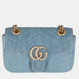 Gucci: Голубая сумка  GG Marmont