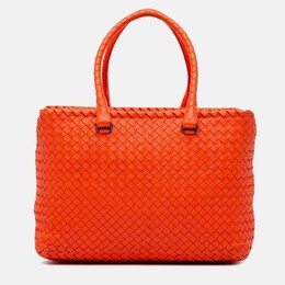 Bottega Veneta: Оранжевая сумка-шоппер  Intrecciato