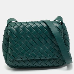 Bottega Veneta: Зелёная сумка через плечо  Intrecciato