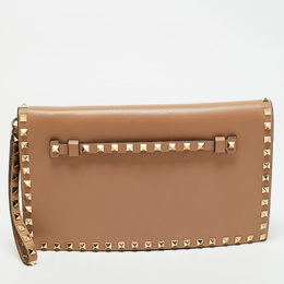 Valentino: Бежевый клатч  Rockstud