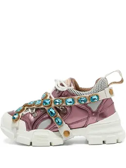 Gucci Pre-Owned: Светлые кроссовки 