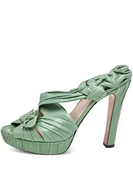 Prada Pre-Owned: Зелёные сандалии 